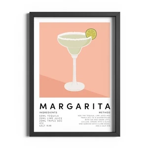 Margarita Cóctel Regalo Receta Póster Cocina Pared Arte Bebidas Estampado Bar Decoración - Imagen 1 de 59