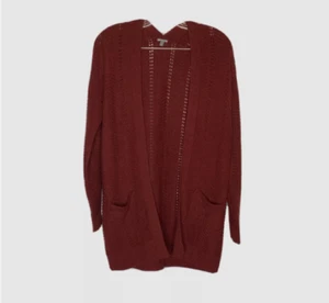 Charlotte Russe Womens Sz S Red Solid 3/4 Sleeve Knitted Long Cardigan Sweater - Picture 1 of 4