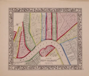 1862 Map ~ PLAN of NEW ORLEANS, LOUISIANA by S. A. Mitchell ~ (12x15)-#13 - Picture 1 of 4