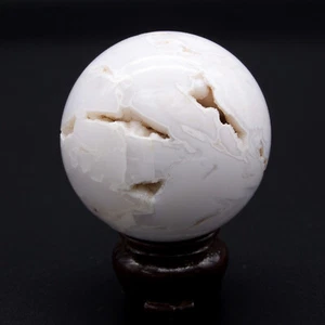 50mm Natural Quartz Crystal Gemstone Snow Agate Sphere Healing Mineral Reiki AAA - Picture 1 of 3