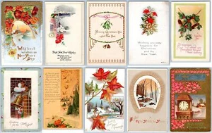 LOTE/10 POSTALES ANTIGUAS FELIZ AÑO NUEVO VINTAGE PRINCIPIOS DE 1900 ESTADO VARÍA #14 - Imagen 1 de 12