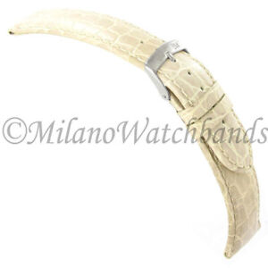 20mm Morellato Genuine Italian Leather Crocodile Grain Beige Watch Band 751