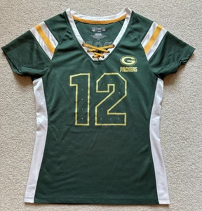 Green Bay Packers Aaron Rodgers Green Jersey with Gold Sequence Womens M - Picture 1 of 6