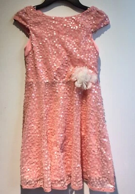 Vestido rosa melocotón con lentejuelas Cherokee para niñas.  Talla M Foto 1 de 4