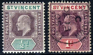 SAN VICENTO Rey Eduardo VII 1904-11 Corona Multa de Mk Grupo CA SG 85 y 86 como nueva/en muy buen estado - Imagen 1 de 2