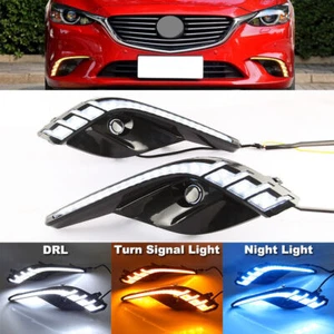 LED DRL For Mazda 6 Atenza 2017 2018 Daytime Running Fog Light With Turn Signal - Picture 1 of 12