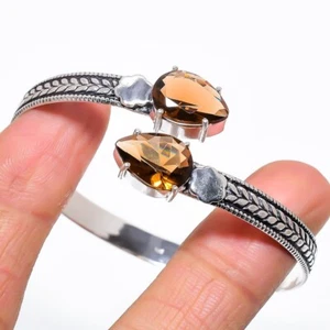 Hessonite Garnet Gemstone 925 Sterling Silver Jewelry Cuff Bracelet Adjustable - Picture 1 of 1