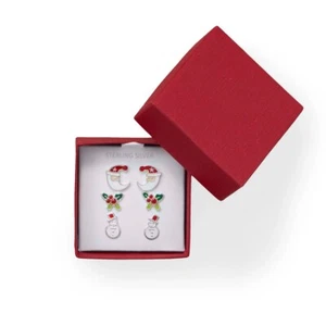 Santa, Holly and Snowman Earring Set 3 Pairs 925 Sterling Silver - Picture 1 of 2
