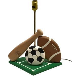 Sports Themed Lamp Football Baseball Bat Soccer Ball Inmon Ent Works Kids Room - Picture 1 of 8