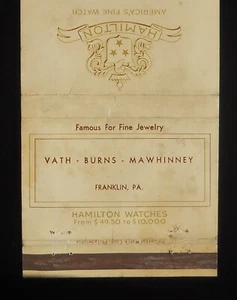 Relojes Vath - Burns - Mawhinney Hamilton de la década de 1950 famosos joyas finas Franklin PA - Imagen 1 de 2