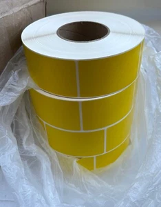 (4) INTEGRASERV L08-ATR-Y - 2.25"x4" YELLOW RECEIVING LABELS - 1500 PER ROLL - Picture 1 of 2