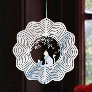 2 PIEZAS 15 cm Gato Acero Inoxidable Carillón Giratorio Colgante Jardín Decoración Accesorios - Imagen 1 de 6