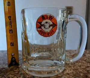 Vintage A&W Root Beer Mug Bullseye Logo 4.25” Tall Clear Glass HEAVY 1960s - Picture 1 of 2