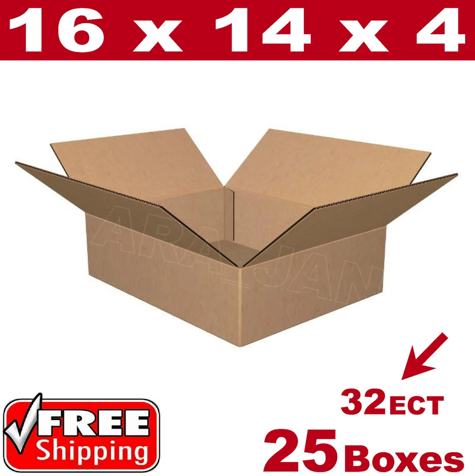 25 - 16x14x4 Cardboard Boxes Mailing Packing Shipping Box Corrugated Carton - Image 1 of 1