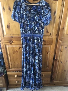 Long Tall Sally Size 12 Blue Floral Maxi Dress Immaculate - Picture 1 of 11