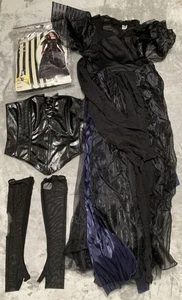 Spirit Halloween Dress Womens Medium Black Blue Gothic Tulle Costume Party - Picture 1 of 13