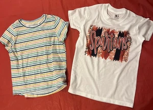 Girl’s 2-pc Lot Old Navy Shirt 6-7 School Spirit Spartans Tee Sz S (6-8) #1555 - Picture 1 of 12