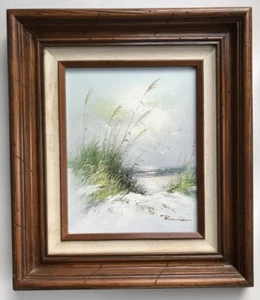 Nautical Beach Ocean Original Oil 8x10 Canvas Painting Edward Runci 13x15 Frame - Picture 1 of 10