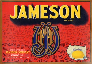 *Original* JAMESON Monogram Corona Riverside Lemon Crate Label NOT A COPY! - Picture 1 of 1