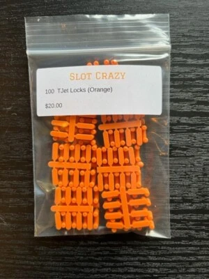 NEW - Aurora TJet Slot CarTrack Connectors, Locks - 100 Orange, Nylon. - Image 1 of 4