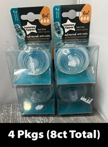 4 Pkg (8ct Total) Tommee Tippee 6M+ Fast Flow Advanced Anti-Colic Bottle Nipples - Picture 1 of 9