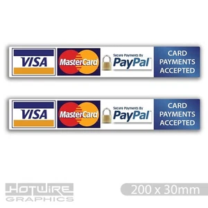 X2 (Pair) Credit Card & PayPal Payment Stickers - Waterproof Vinyl - Shop Seller - Picture 1 of 1
