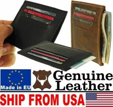 # Genuine Leather Slim Wallet Case Billfold For ID Credit Debit ATM Cards Money