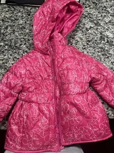 Mickey Mouse Hooded Puffer Jacket Toddler  4t Furry Disney Pink - Picture 1 of 5
