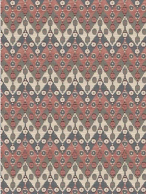 Stroheim fabrics 'Mishka chevron' ikat design blue/pink/cream 4 metres remnant - Image 1 of 4