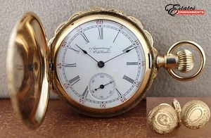 Vintage Waltham 14k Yellow Gold Grade X 15 Jewels 6s Full Hunter Pocket Watch - Picture 1 of 12