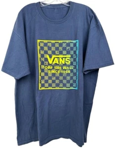 T-shirt maglietta Vans blu fuori muro a quadri taglia XXL (corre più piccola) usata in ottime condizioni - Foto 1 di 3