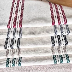 Thick JAUJA Linen look Triple wide Stripe Fabric. 290 cm wide, Price per 1/2 m - Picture 1 of 19