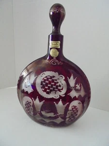 Egerman Czech Bohemian Ruby Red Decanter  Deer Vintage - Picture 1 of 4
