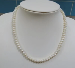 925 Silver White Freshwater Cultured Baroque Pearl Choker Necklace - Picture 1 of 14