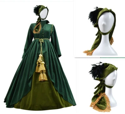 Scarlett O'Hara Disfraz Juegos con disfraces Vestido Verde Mujer Vestido de Fiesta! Foto 1 de 4