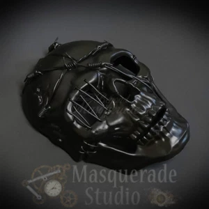 Men's Steampunk Full Face Skull Halloween Costume Masquerade Mask [Black] - Picture 1 of 4