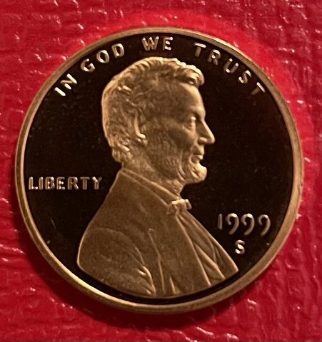 1999 ~ S Lincoln Memorial Cent Gem Deep Cameo Proof Penny From US Proof Mint Set Cover
