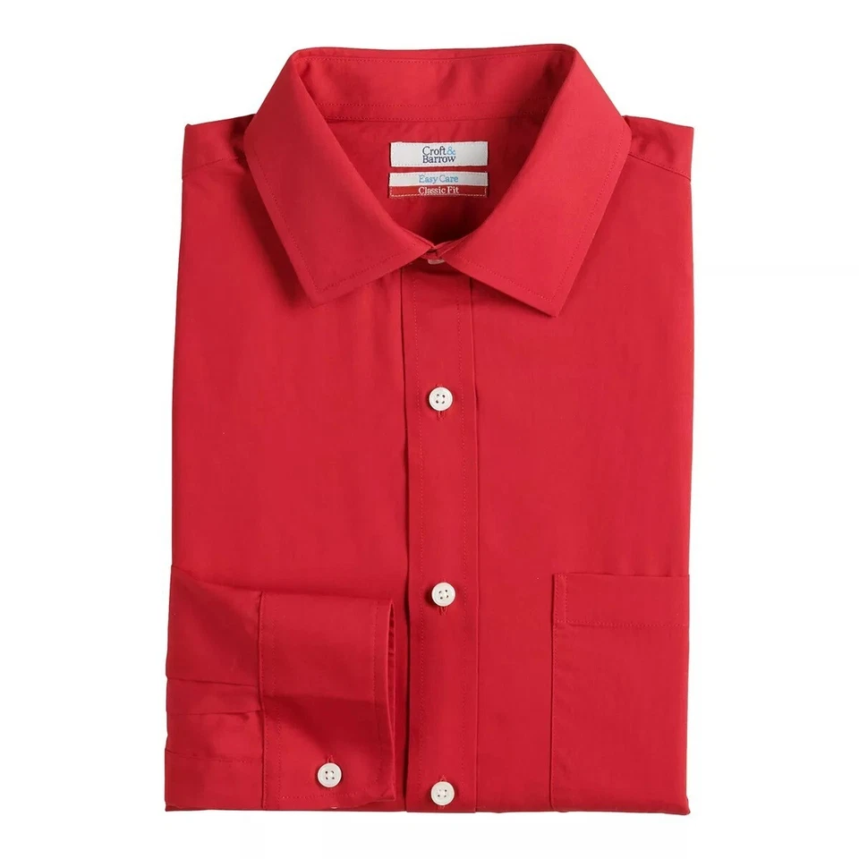 Camisa de vestir para hombre Croft & Barrow cuello extendido fácil cuidado roja XL 17,5 36/37 Foto 1 de 1