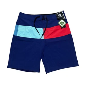 Tavola da bagno corta Volcom uomo taglia 30 blu colorblock Vision Liberators nuova con etichetta - Foto 1 di 10