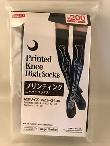 1 pair Japanese Halloween Skeleton Bones Printed Knee High Socks - from Japan - Picture 1 of 4