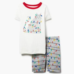 NWT Gymboree Christmas Cat Kitty Lights Gymmies Pajama set Shortie Girl 5,6,7 - Picture 1 of 1