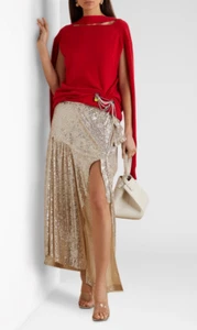NUEVO CON ETIQUETAS $990 FALDA MAXI DE TUL CON LENTEJUELAS ASIMÉTRICAS MERYLL ROGGE TALLA US 2 FR 34 - Imagen 1 de 9