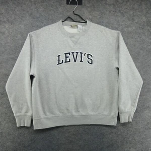 VTG Levis Sweatshirt Mens Large Gray Crew Neck Red Tab Spell Out 90s Y2K Sweater - Picture 1 of 16