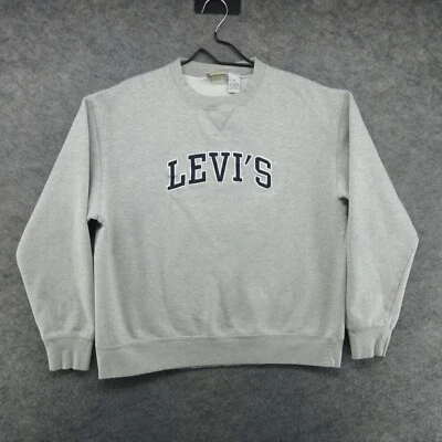 VTG Levis Sweatshirt Mens Large Gray Crew Neck Red Tab Spell Out 90s Y2K Sweater - Image 1 of 4