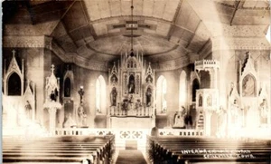 1910s RPPC Real Photo Postcard Catholic Church Interior Spillville Iowa Statues - Picture 1 of 2