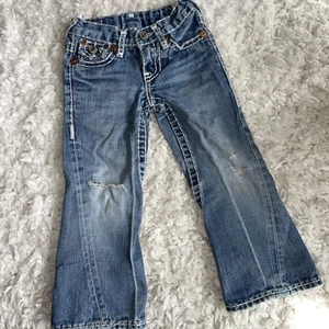 True Religion Jeans 4 Kids Boys Joey Blue Bootcut Flap Thick Stitch B24803NBT2 - Picture 1 of 14
