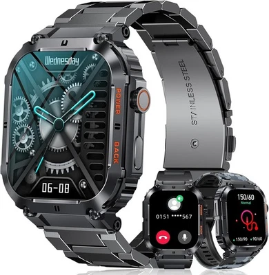 Smartwatch Herren mit Telefonfunktion Bluetooth WiFi Wasserdicht Schlaftracker - Bild 1 von 4