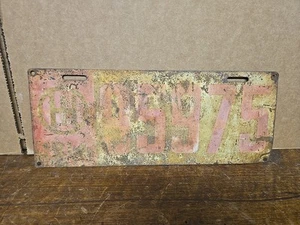 1914 Ohio License Plate OHIO Vintage Car Truck Heavy Duty Metal Red Letter - Picture 1 of 6