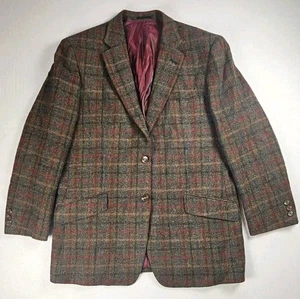 Vintage Harris Tweed Hand Woven 100% Pure New Wool Check Jacket Men's 46" Chest - Picture 1 of 10