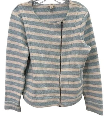 Acogedora chaqueta Caslon a rayas cremallera completa cómoda azul blanco XL Foto 1 de 4